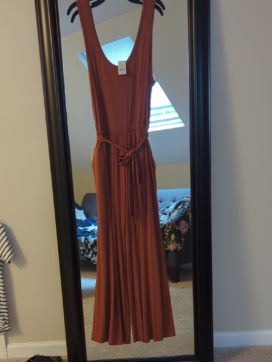 LOFT Pants - LOFT NWT Rust Sleeveless Wide Leg Jumpsuit with Waist Tie